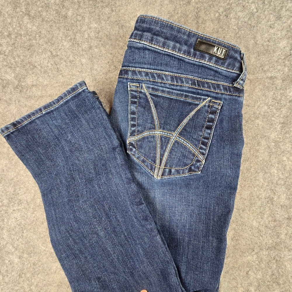 KUT from the Kloth Jeans Womens 14 Blue Straight Leg Dark Wash Stretch Denim